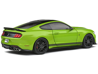 2020 Ford Mustang Shelby GT500 Grabber Lime Green Metallic with Black Top and Stripes 1/18 Diecast Model Car by Solido-4