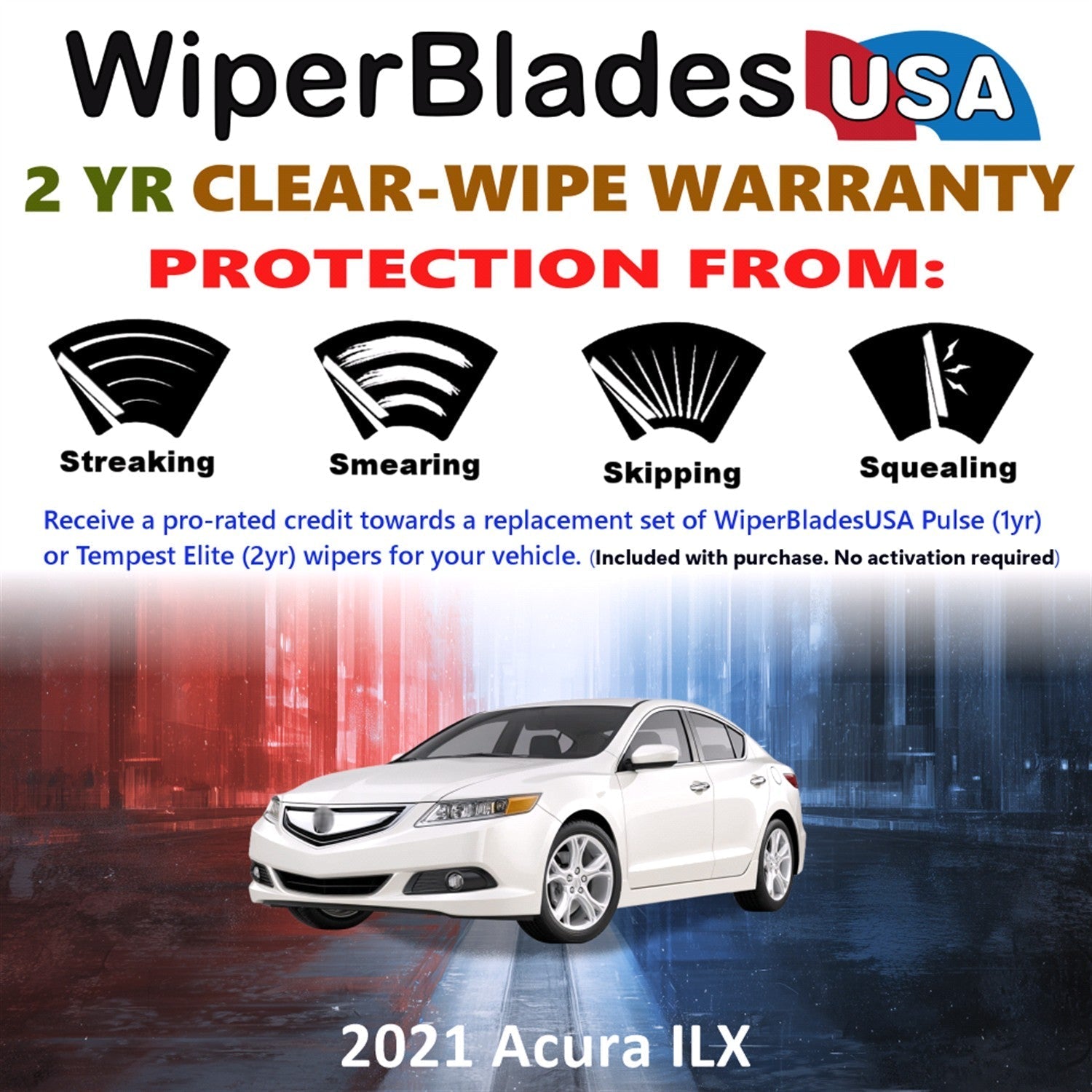 2021 Acura ILX Wiper Blades Set w/2yr Warranty (Set of 2) Tempest Elite Wipers-1
