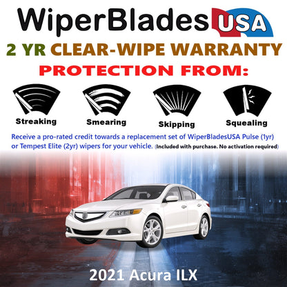 2021 Acura ILX Wiper Blades Set w/2yr Warranty (Set of 2) Tempest Elite Wipers-1