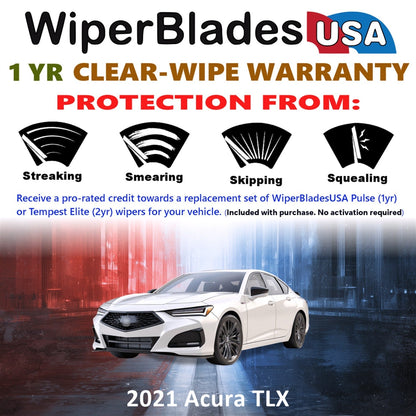 2021 Acura TLX Wiper Blades Set w/1yr Wear Warranty (Set of 2) Pulse Beam Wipers-1