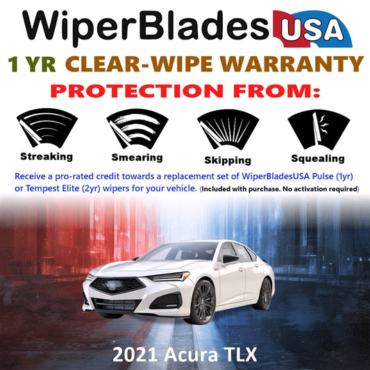 2021 Acura TLX Wiper Blades Set w/1yr Wear Warranty (Set of 2) Pulse Beam Wipers-1