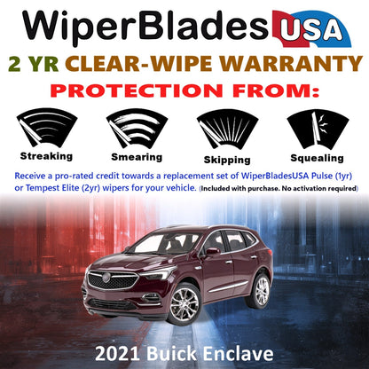 2021 Buick Enclave Wiper Blades Set w/2yr Wear Warranty (Set of 2) Tempest Elite-1