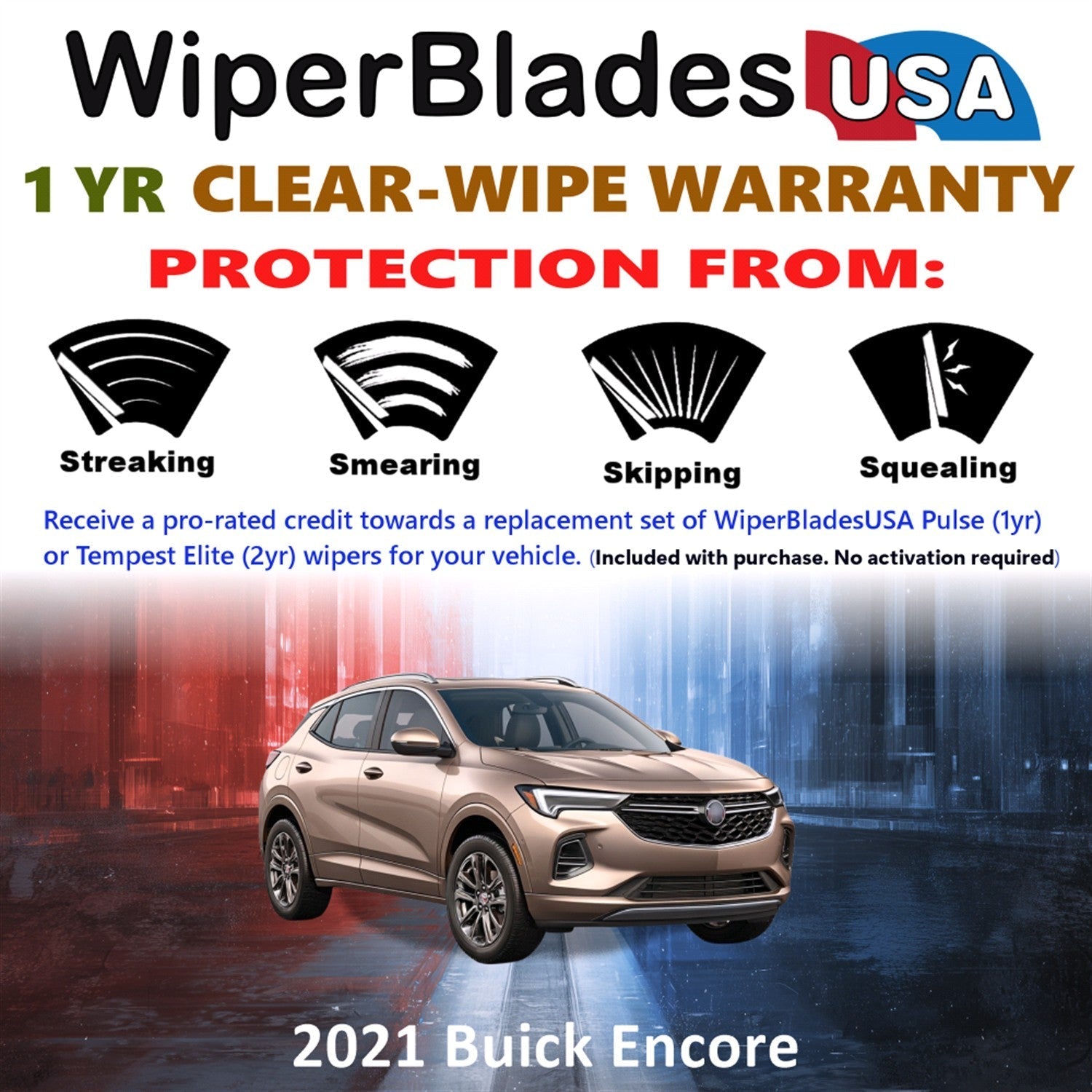 2021 Buick Encore Wiper Blades Set w/1yr Warranty (Set of 2) Pulse Beam Wipers-1