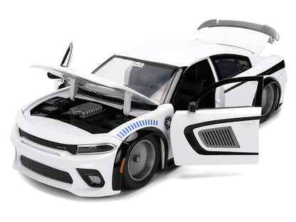2021 Dodge Charger SRT Hellcat White with Graphics and Stormtrooper Figure "Star Wars" Franchise "Hollywood Rides" Series 1/24 Diecast Model Car by Jada-2