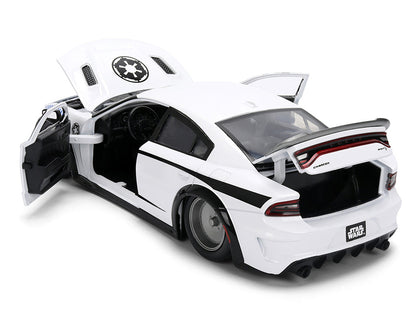 2021 Dodge Charger SRT Hellcat White with Graphics and Stormtrooper Figure "Star Wars" Franchise "Hollywood Rides" Series 1/24 Diecast Model Car by Jada-3