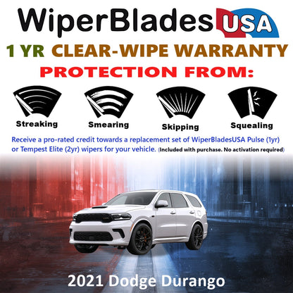 2021 Dodge Durango Wiper Blades w/1yr Wear Warranty (Set of 3) w/Rear Wipers-1