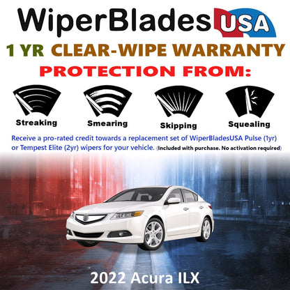 2022 Acura ILX Wiper Blades Set w/1yr Wear Warranty (Set of 2) Pulse Beam Wipers-1