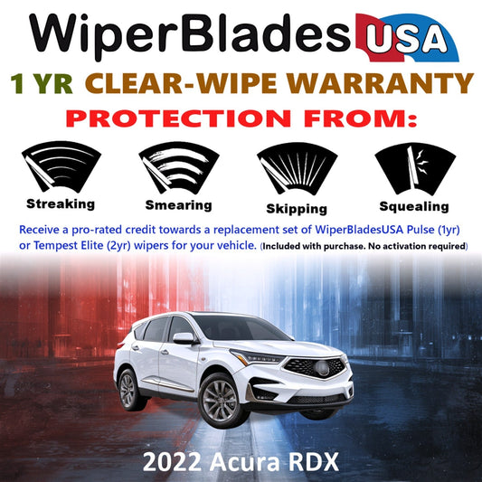 2022 Acura RDX Wiper Blades Set w/1yr Wear Warranty (Set of 2) Pulse Beam Wipers-1
