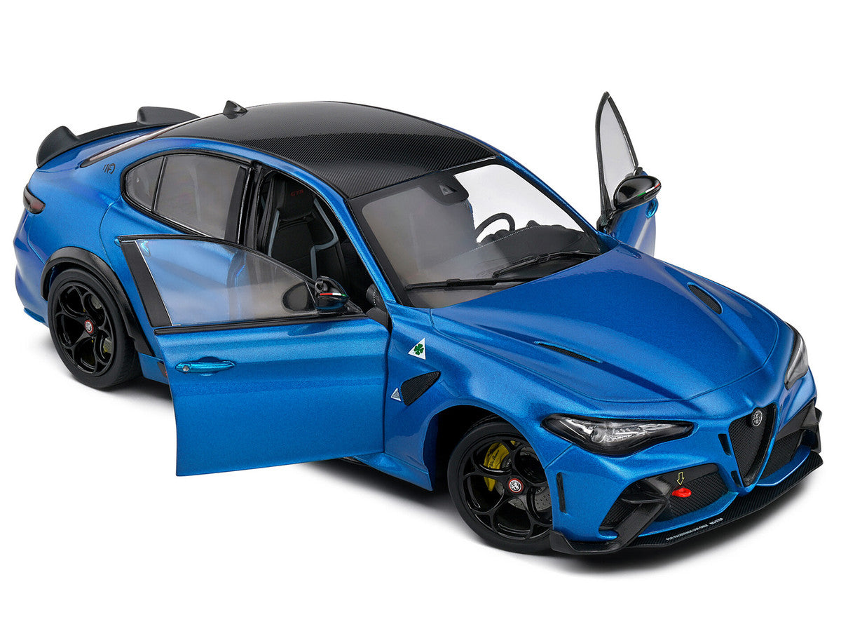 2022 Alfa Romeo Giulia GTA Anodized Blue Metallic with Carbon Top 1/18 Diecast Model Car by Solido-3