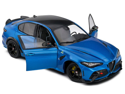 2022 Alfa Romeo Giulia GTA Anodized Blue Metallic with Carbon Top 1/18 Diecast Model Car by Solido-3