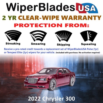 2022 Chrysler 300 Wiper Blades Set w/2yr Wear Warranty (Set of 2) Tempest Elite-1