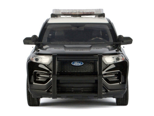 2022 Ford Police Interceptor Utility Black and White "Los Angeles Police Department (LAPD)" with Flashing Light Bar and Front and Rear Lights and Sounds 1/24 Diecast Model Car by Motormax-2