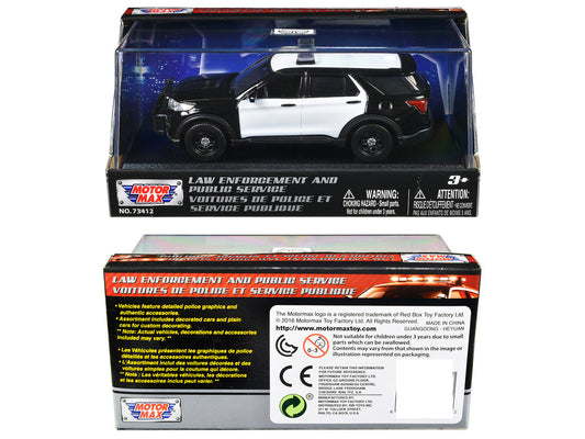 2022 Ford Police Interceptor Utility Black and White Unmarked "Law Enforcement and Public Service" Series 1/43 Diecast Model Car by Motormax-2