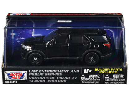 2022 Ford Police Interceptor Utility Black Unmarked "Custom Builder's Kit" "Law Enforcement and Public Service" Series 1/43 Diecast Model Car by Motormax-0