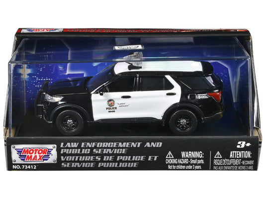 2022 Ford Police Interceptor Utility "LAPD (Los Angeles Police Department)" Black and White "Law Enforcement and Public Service" Series 1/43 Diecast Model Car by Motormax-0