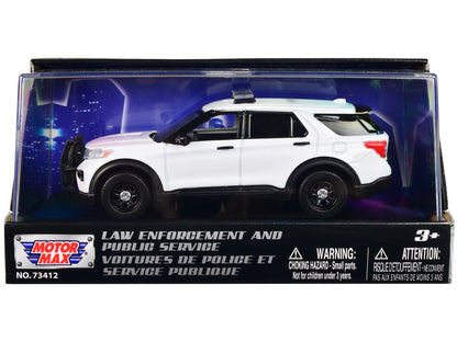2022 Ford Police Interceptor Utility Plain White "Law Enforcement and Public Service" Series 1/43 Diecast Model Car by Motormax-0