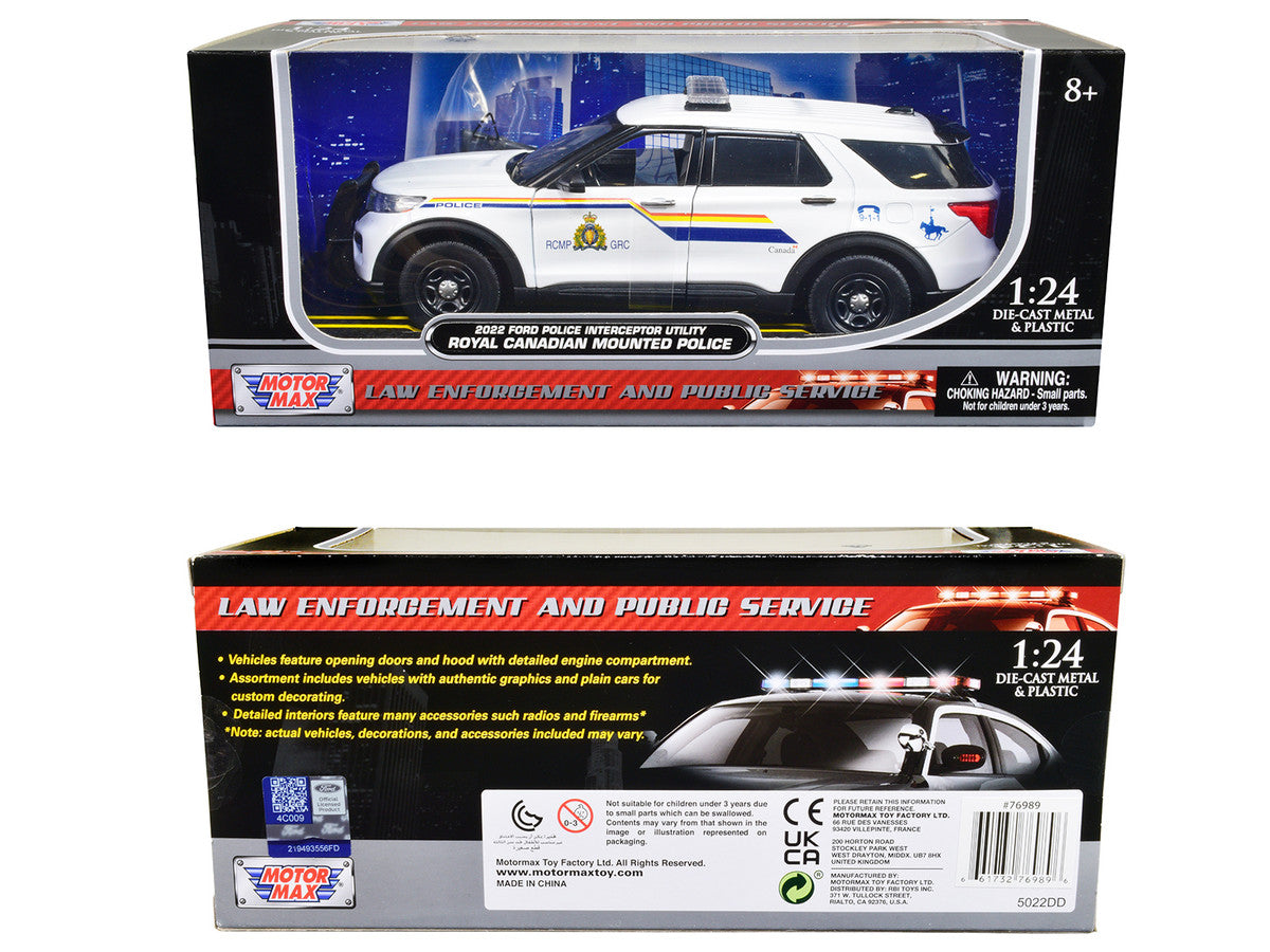 2022 Ford Police Interceptor Utility "RCMP (Royal Canadian Mounted Police)" White 1/24 Diecast Model Car by Motormax-2