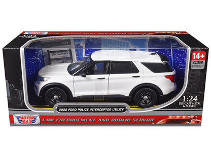 2022 Ford Police Interceptor Utility Unmarked White "Builder's Kit" "Law Enforcement and Public Service" Series 1/24 Diecast Model Car by Motormax-1