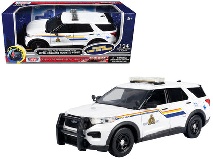 2022 Ford Police Interceptor Utility White "Royal Canadian Mounted Police (RCMP)" with Flashing Light Bar and Front and Rear Lights and Sounds 1/24 Diecast Model Car by Motormax-0