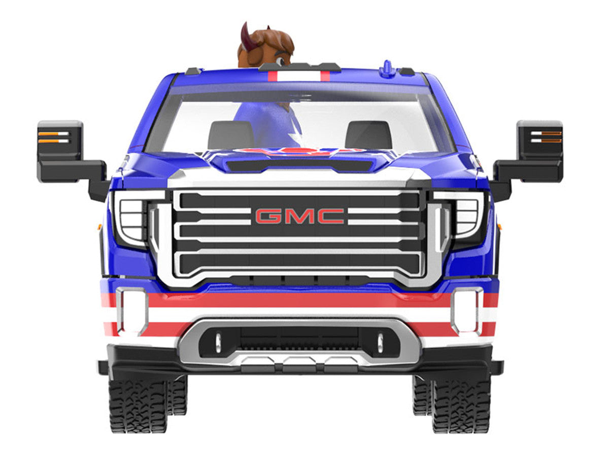 2022 GMC Sierra 3500 HD Pickup Truck Blue with American Soccer Graphics with Bison Figure "International Soccer Celebration '26" Series 1/64 Diecast Model Car by Greenlight-3