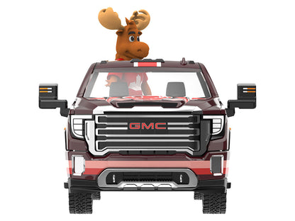 2022 GMC Sierra 3500 HD Pickup Truck Dark Red with Canadian Soccer Graphics with Moose Figure "International Soccer Celebration '26" Series 1/64 Diecast Model Car by Greenlight-2