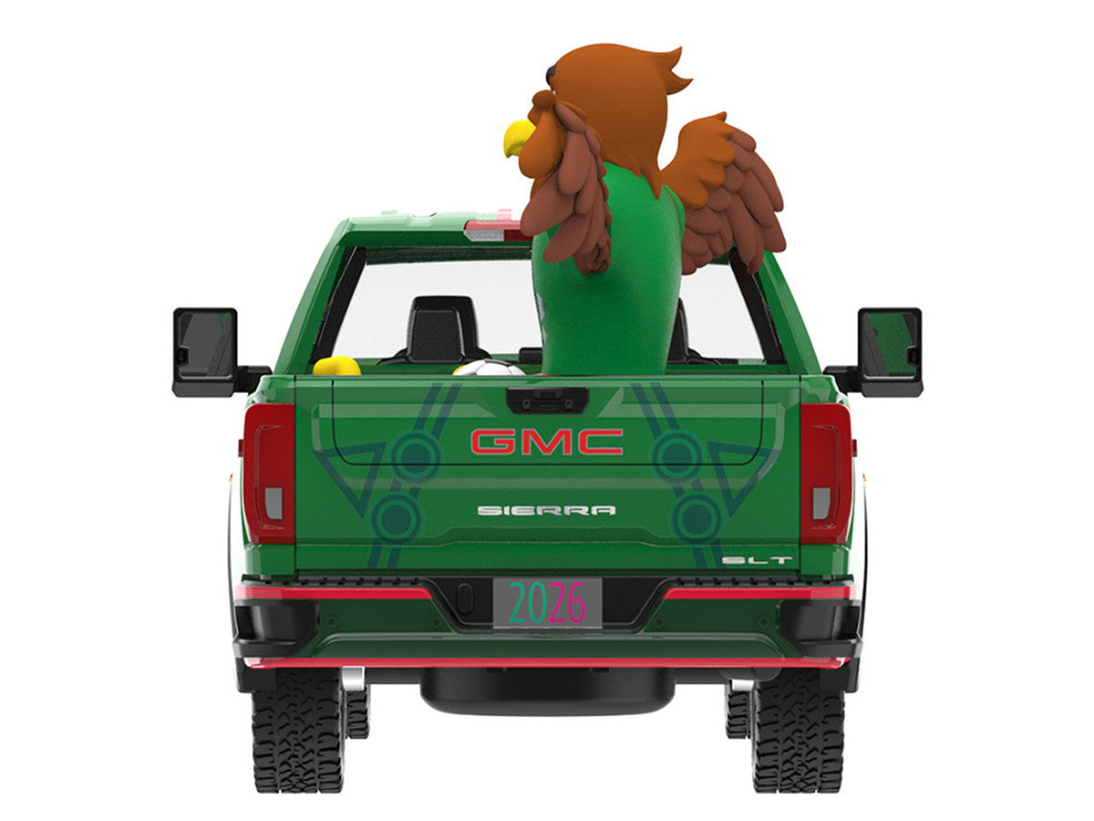 2022 GMC Sierra 3500 HD Pickup Truck Green with Mexican Soccer Graphics with Eagle Figure "International Soccer Celebration '26" Series 1/64 Diecast Model Car by Greenlight-1