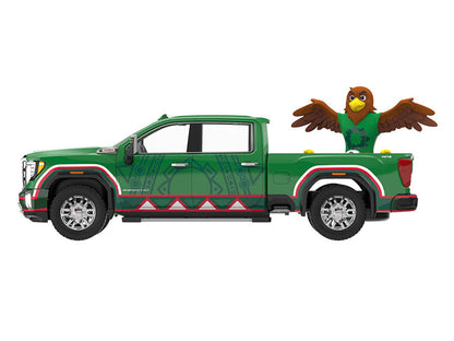 2022 GMC Sierra 3500 HD Pickup Truck Green with Mexican Soccer Graphics with Eagle Figure "International Soccer Celebration '26" Series 1/64 Diecast Model Car by Greenlight-0