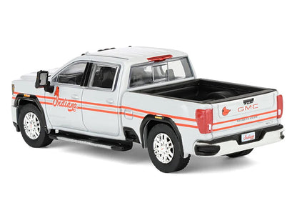 2022 GMC Sierra 3500 HD Pickup Truck "Indiana Cardinals" Silver Metallic with Red Stripes and Cardinal Figure "2025 Greenlight Waltersons Collector's Expo Exclusive" 1/64 Diecast Model Car by Greenlight-1