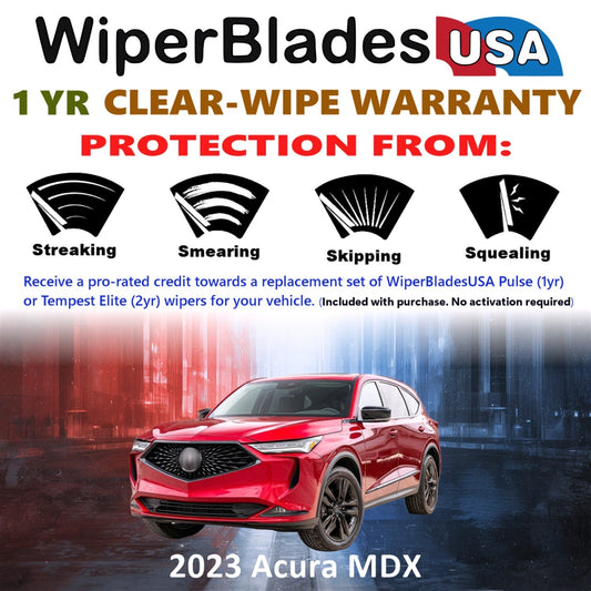 2023 Acura MDX Wiper Blades Set w/1yr Wear Warranty (Set of 2) Pulse Beam Wipers-1