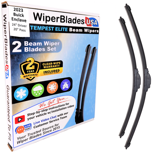 2023 Buick Enclave Wiper Blades Set w/2yr Wear Warranty (Set of 2) Tempest Elite-0