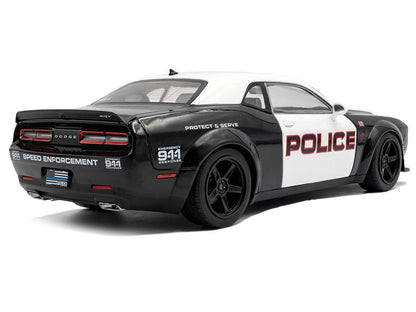 2023 Dodge Challenger Demon "Police" Black and White 1/18 Diecast Model Car by Solido-2