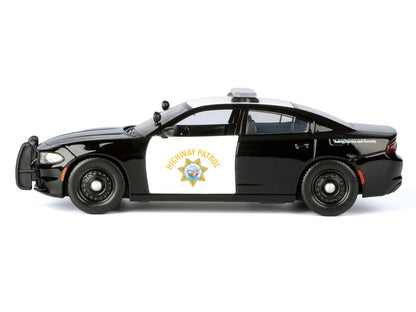 2023 Dodge Charger Pursuit Police Car "California Highway Patrol" Black and White "Law Enforcement and Public Service" Series 1/24 Diecast Model Car by Motormax-0