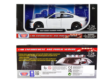 2023 Dodge Charger Pursuit Police Car Plain White "Law Enforcement and Public Service" Series 1/24 Diecast Model Car by Motormax-1