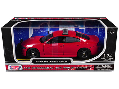 2023 Dodge Charger Pursuit Police Car Red "Law Enforcement and Public Service" Series 1/24 Diecast Model Car by Motormax-2