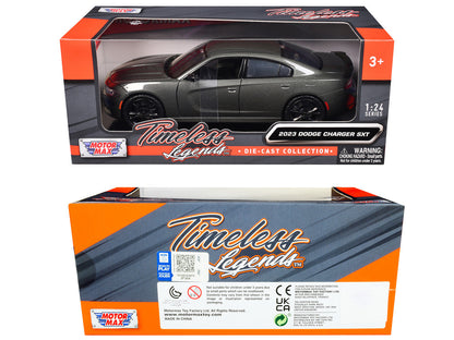 2023 Dodge Charger SXT Gray Metallic "Timeless Legends" Series 1/24 Diecast Model Car by Motormax-2