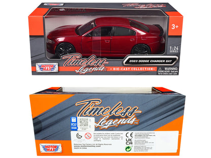 2023 Dodge Charger SXT Red Metallic "Timeless Legends" Series 1/24 Diecast Model Car by Motormax-2