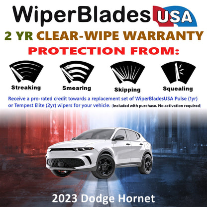 2023 Dodge Hornet Wiper Blades Set w/2yr Wear Warranty (Set of 2) Tempest Elite-1
