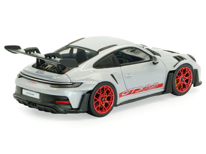2023 Porsche 911 (992) GT3 RS Ice Gray Metallic with Pyro Red Stripes 1/43 Diecast Model Car by Solido-1