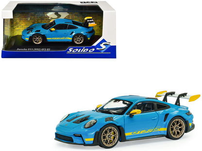 2023 Porsche 911 (992) GT3 RS "Tribute to 24 Hours of Daytona 2003" Riviera Blue with Yellow Stripes 1/43 Diecast Model Car by Solido-4