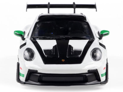 2023 Porsche 911 (992) GT3 RS "Tribute to Carrera RS Package" White with Green Stripes and Black Hood and Top 1/43 Diecast Model Car by Solido-0