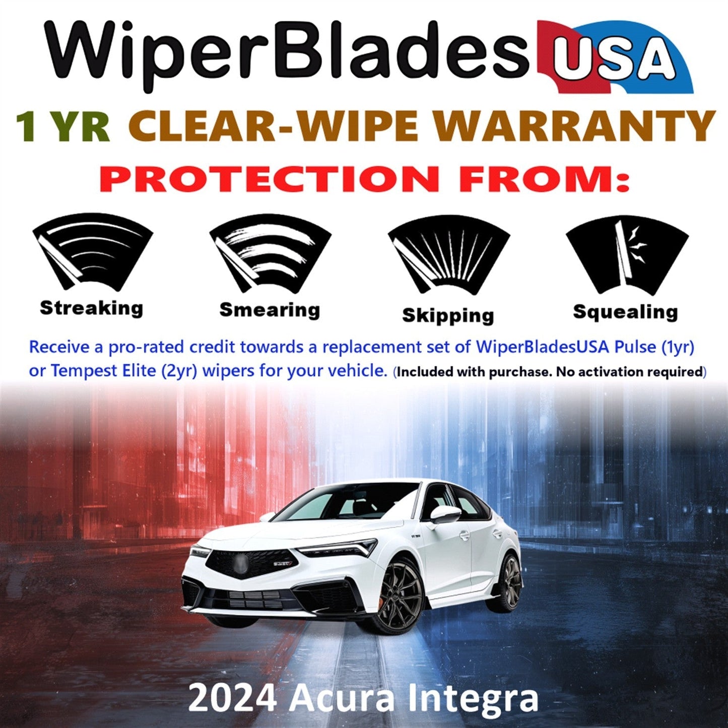 2024 Acura Integra Wiper Blades Set w/1yr Warranty (Set of 2) Pulse Beam Wipers-1