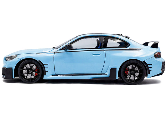 2024 BMW M2 Performance Parts Zandvoort Blue with Carbon Top and Black Stripes 1/18 Diecast Model Car by Solido-0