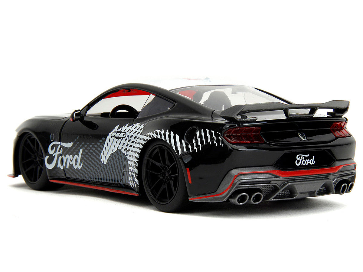 2024 Ford Mustang Dark Horse Black with White Top and "Mustang Horse Graphics" "Bigtime Muscle" Series 1/24 Diecast Model Car by Jada-4