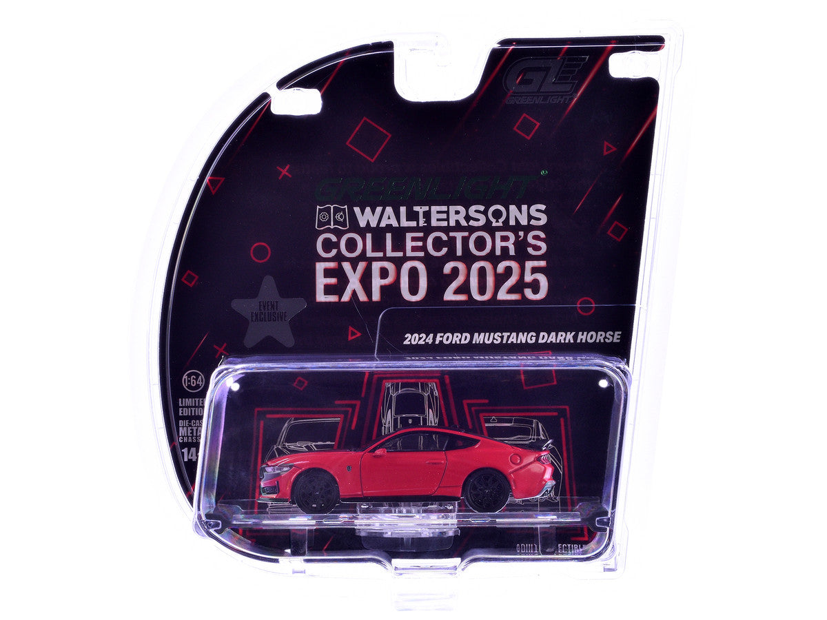 2024 Ford Mustang Dark Horse "Indiana" Red with Black Hood and Top "2025 Greenlight Waltersons Collector's Expo Exclusive" 1/64 Diecast Model Car by Greenlight-0