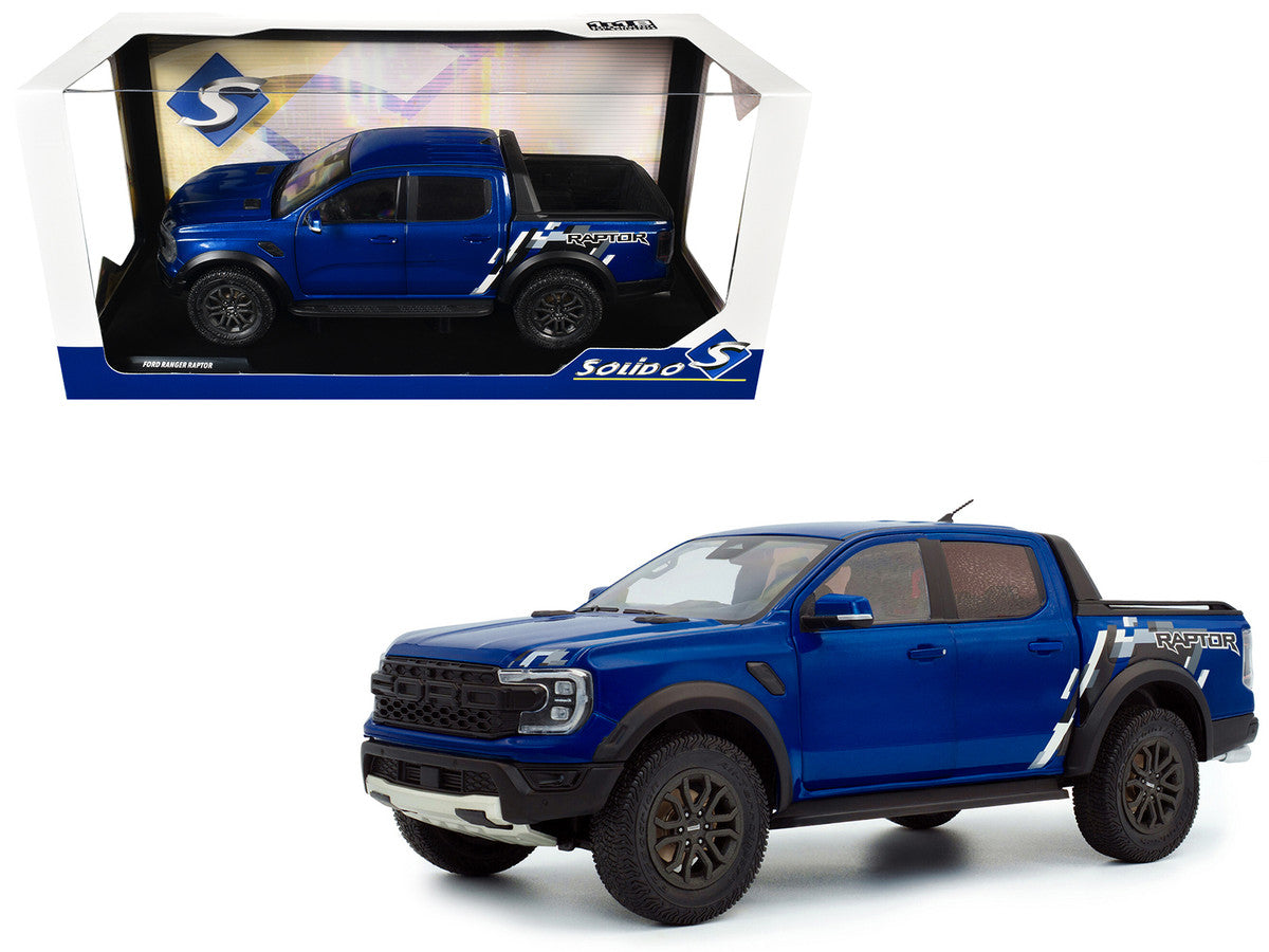 2024 Ford Ranger Raptor Pickup Truck Blue Lightning Metallic 1/18 Diecast Model Car by Solido-4