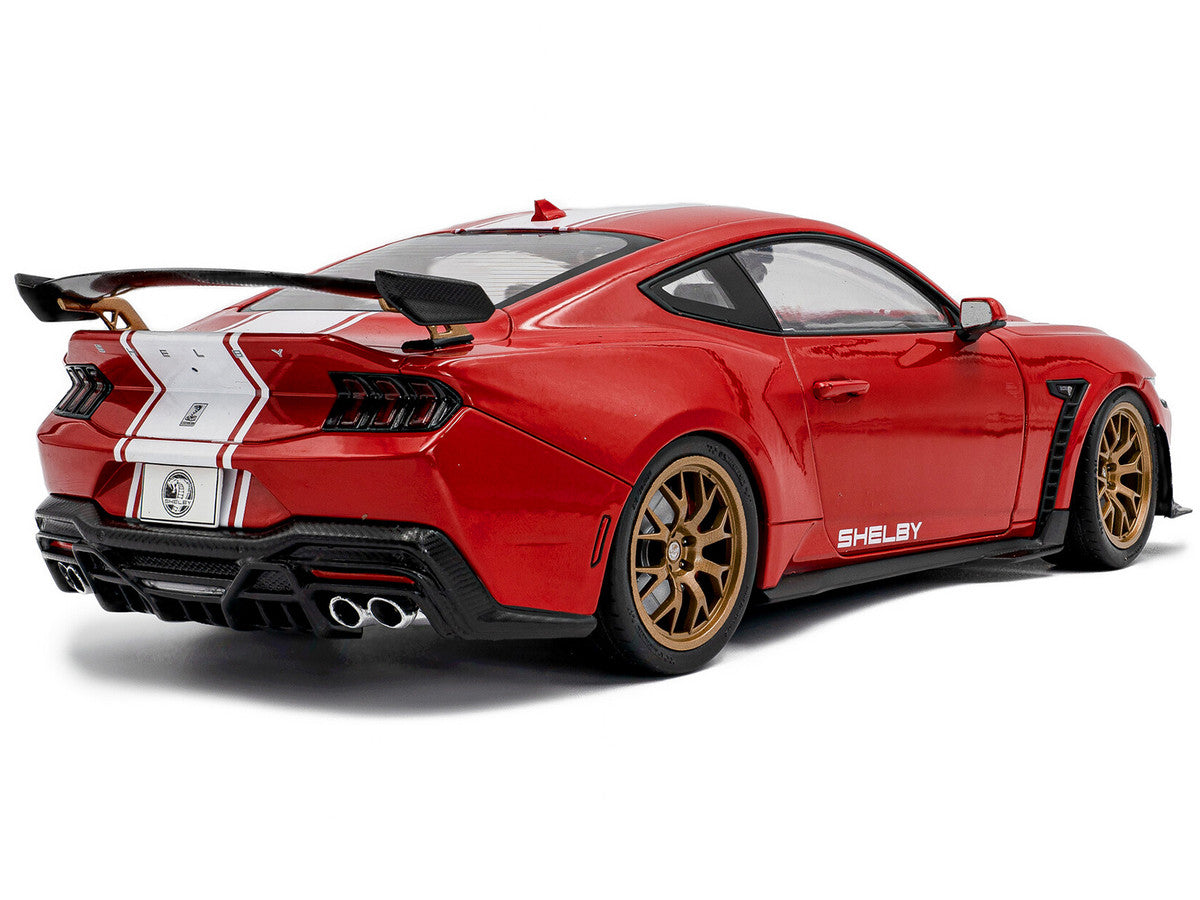 2024 Ford Shelby Mustang Super Snake Race Red with White Stripes 1/18 Diecast Model Car by Solido-3