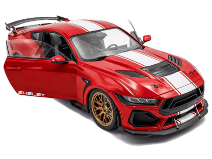 2024 Ford Shelby Mustang Super Snake Race Red with White Stripes 1/18 Diecast Model Car by Solido-1