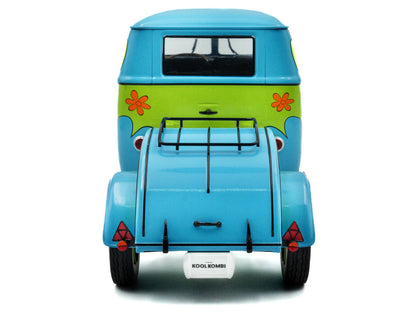 2024 Volkswagen Kool Kombi Van with Trailer "Ghost Hunter" Blue and Green with Graphics 1/18 Diecast Model Car by Solido-1