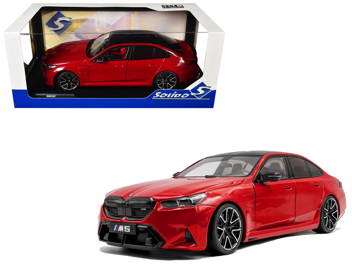 2025 BMW M5 Fire Red with Black Top 1/18 Diecast Model Car by Solido-4