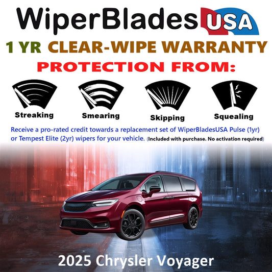 2025 Chrysler Voyager Wiper Blades w/1yr Wear Warranty (Set of 2) Wipers-1